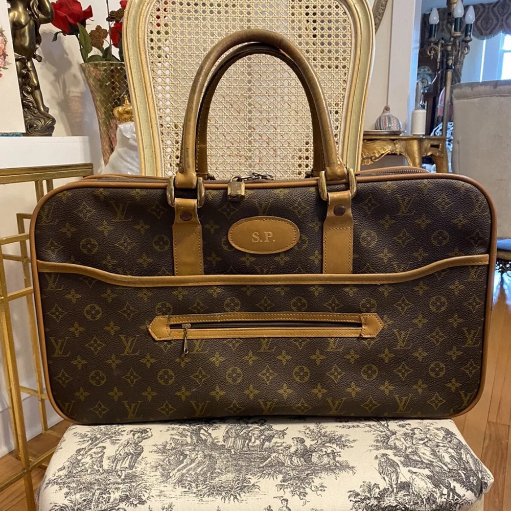 Vintage Louis Vuitton Luggage Bag For Saks Three Compartment W Locks Keys RARE!